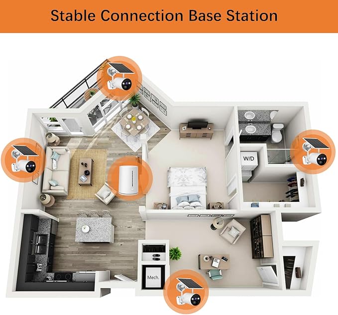 CAMCAMP 3MP Solar Security Cameras Wireless Outdoor, Solar-Power CCTV Camera Security System, 4-Cam Kit, PIR Human Detection, 2-Way Audio, Color Night Vision, Spotlight Alert, SD Local Storage/Cloud