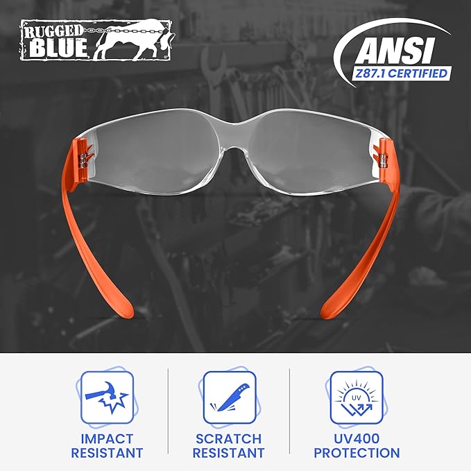 Work Safety Glasses For Men | Ansi Z87 Certified Safety Goggles For Shooting Range | Anti-Scratch Outdoor Glass