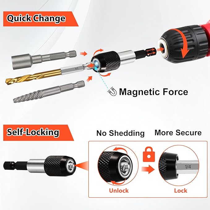 THINKWORK 16pcs Screw Extractor, Spiral Bolt Extractor Kit, Easy Out Left Hand Drill Bit Set, HSS Steel Cobalt Reverse Drill Bits for Stripped, Broken, Rusted, Rounded Screws, Bolts, Nuts, Fasteners