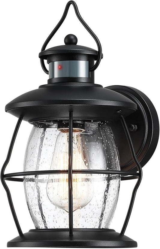 Outdoor Motion Wall Lights, Advanced Dusk to Dawn Exterior Lighting Fixtures Wall Sconce,Waterproof Porch Light for Entryway Garage Patio, PIR Motion Activated (Black)