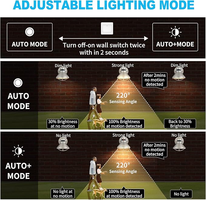 LONEDRUID Motion Sensor Outdoor LED Wall Sconce Dusk to Dawn Exterior Barn Light Fixtures Silver Outside Porch Light Waterproof Farmhouse Wall Mount Lamp for House Garage Entryway