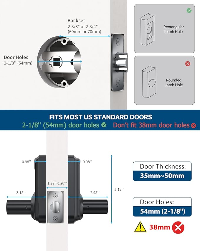 Keyless Entry Door Lock with Keypad and Handle for Front Doors, Touchscreen, Anti-peep Password, Auto-Locking, Satin Chrome