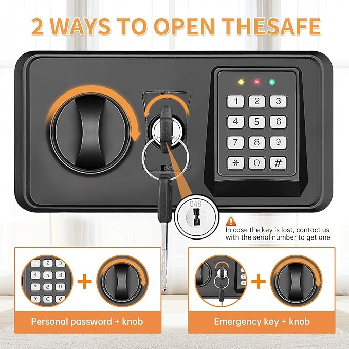 5.3 Cuft Safes for Home Use Fire and Water proof, Anti-Theft Large Lock Box, Fire Safe Box With Digital Keypad & 3 Removable Shelves and Led Light, Money Safes for Home Documents Valuables