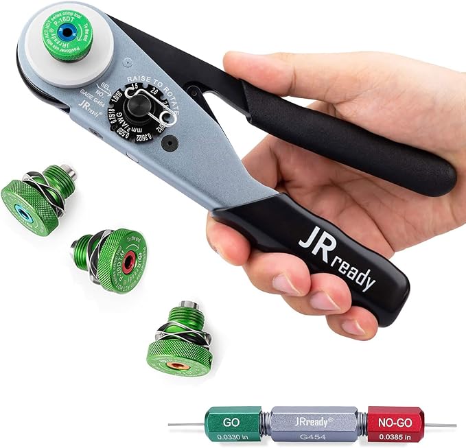 ST2163 Deutsch Crimp Kit，ACT-HDT Solid Contacts Crimp Tool with 3 Positioners and G454 Gauge for Deutsch Size 12 16 20 Turned Pin and Socket Terminals Work with Deutsch DT DTM DTP Series Connectors