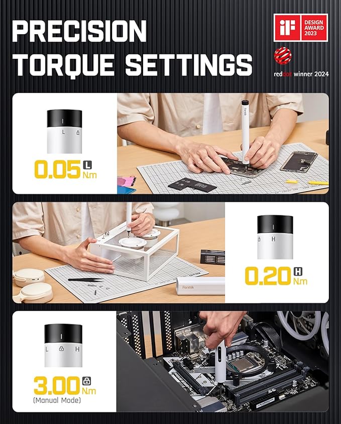 Fanttik E1 Max Electric Screwdriver, Mini Precision Screwdriver Set, 50 Magnetic Bits, Magnetic Storage, 5/32‘’Hex, Repair Tool Kit for Electronics Phone Camera Laptop Watch (White)