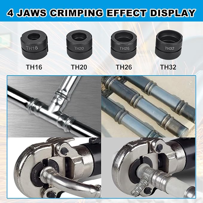 Plumbing Hydraulic Crimping Tools, Pro Press Copper Pipe Crimper Tool, Copper Tube Fittings Hydraulic Pipe Crimping Tool, With 11 Pairs of Dies
