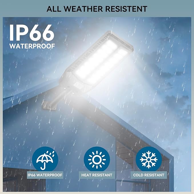8000W Solar Lights Outdoor, Solar Street Lights Outdoor Waterproof with Motion Sensor and Remote Control, 6500K Dusk to Dawn Security Flood Lights for Outside, Yard, Parking Lot, Garden