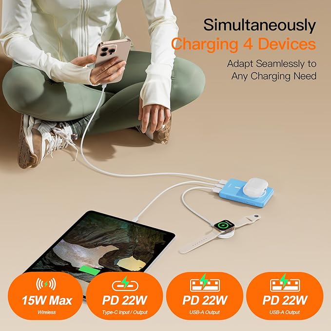 Magnetic Portable Charger, 16800mAh Wireless Power Bank, with 20W USB-C Fast Charging and LED Digital Display Magnetic Battery Pack, Compatible with iPhone 17/16/15/14/13/12 Full Series (2025)