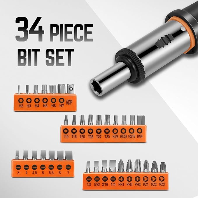 DNA Motoring TOOLS-00039 General Hand Tool Kit with Multi-Bit Screwdriver Hex Keys, Wrench - Orange/Black Flat Head Tool Set