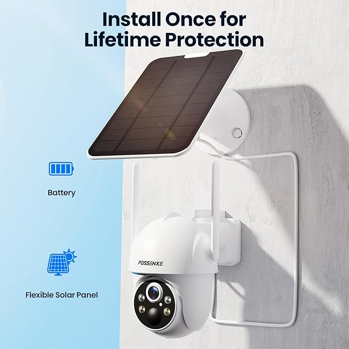 Solar Camera Outdoor Wireless, 4 Cam-Kit, No Subscription, Cameras for Home Security System with 360° Pan & Tilt, 2K Color Night Vision, Motion Detection & Siren, Easy Setup, 5G & 2.4G WiFi