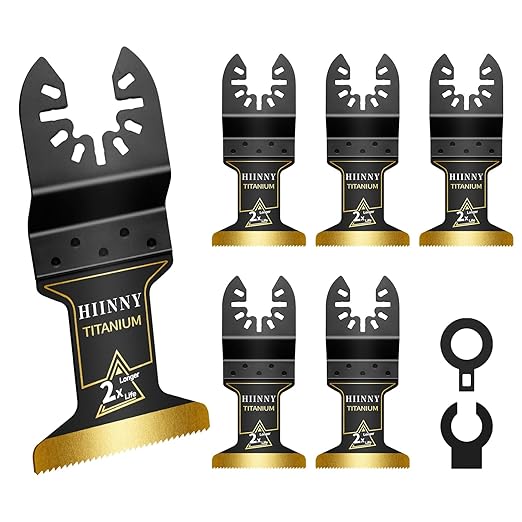 6PCS Titanium Oscillating Tool Blades, Professional Universal Titanium Oscillating Saw Blades Multitool Blades Kits for Metal Wood Plastics, Dewalt Milwaukee Ryobi Fein