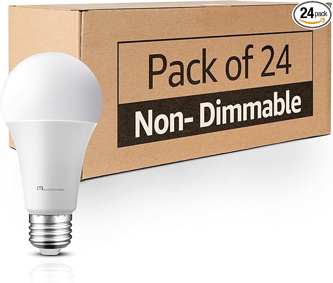 MASTERY MART 24 Pack A19 [60-Watt] Led Light Bulbs, E26 Base, 2700K Soft White Warm Light, 800 Lumens, CRI 80+, Non-Dimmable, Energy Star, UL Listed, 9W [60W Equivalent]