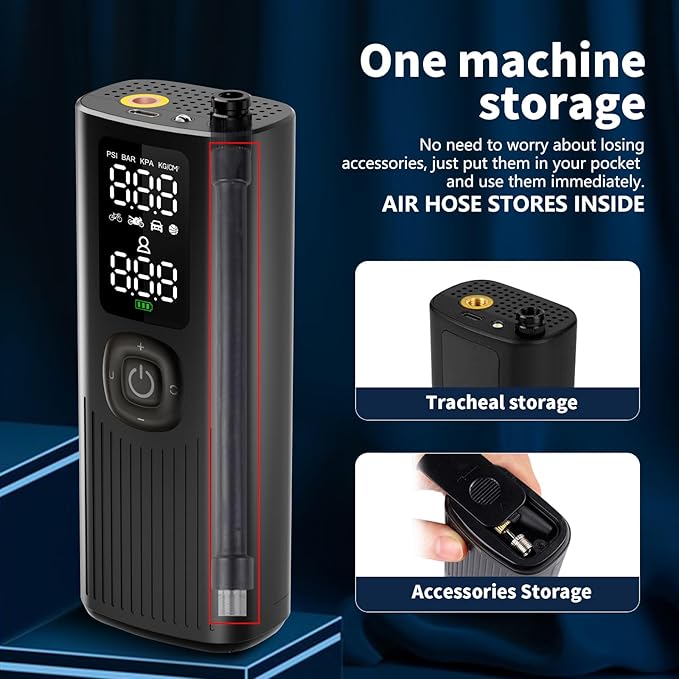 Tire Inflator Portable Air Compressor(Up to 150PSI), Cordless Air Pump with LED Display Digital Tire Pressure Gauge for car,Motorcycle, Bike,Basketball,Football