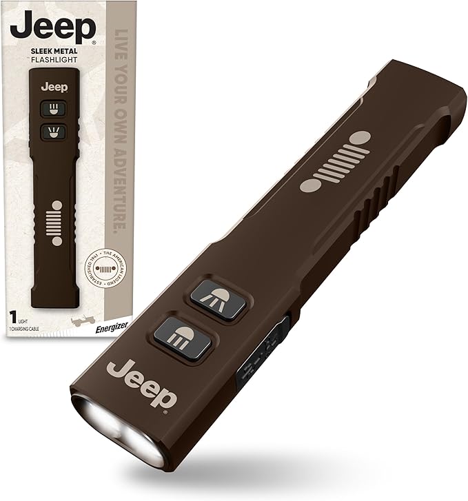 Energizer Jeep Sleek Metal Rechargeable LED Mini Flashlight, 1,250 Lumens, Conveniently Small EDC Flashlight with Portable Design and Durable Metal Construction
