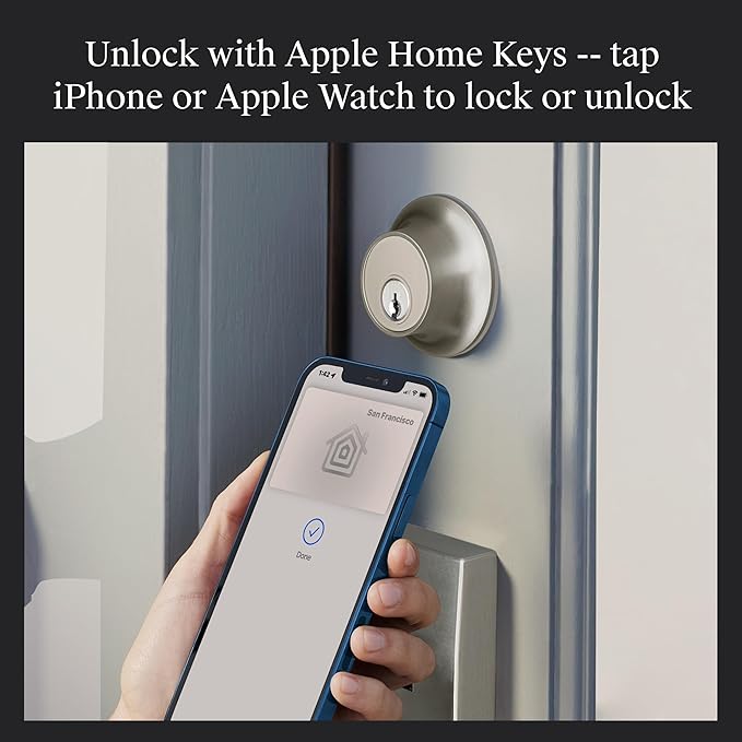 Level Lock+ (Wi-Fi) Smart Lock - World's Smallest Smart Lock Plus Apple Home Keys - Lock/Unlock from Anywhere - Level App for iOS & Android - Works with Apple Home, Alexa, Google Home (Satin Chrome)