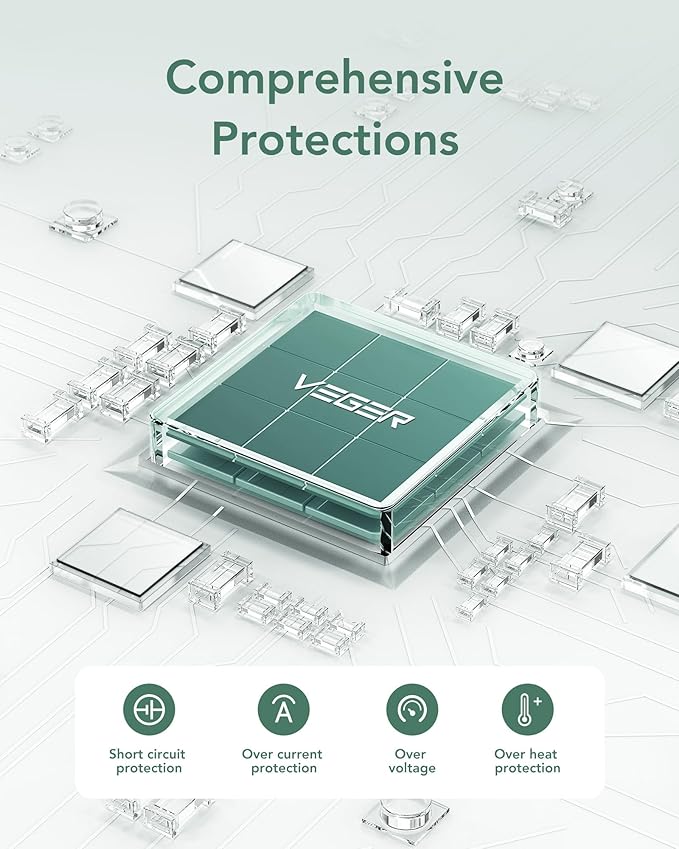 VEGER Portable Charger for iPhone with Built in Cables and Wall Plug, 10000mah Slim Fast Charging USB C Power Bank, Travel Essential Battery Pack Compatible with iPhone, iPad, Samsung etc(Green)