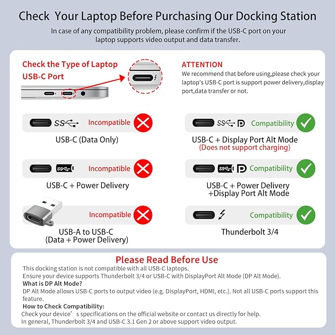 Docking Station Dual Monitor, 10-in-1 USB C Hub with Dual HDMI, VGA, Fast Charging Port, USB 3.0, SD/TF Card Reader, 3.5mm AUX, USB C Dongle for HP/Dell/Lenovo/MacBook Laptops
