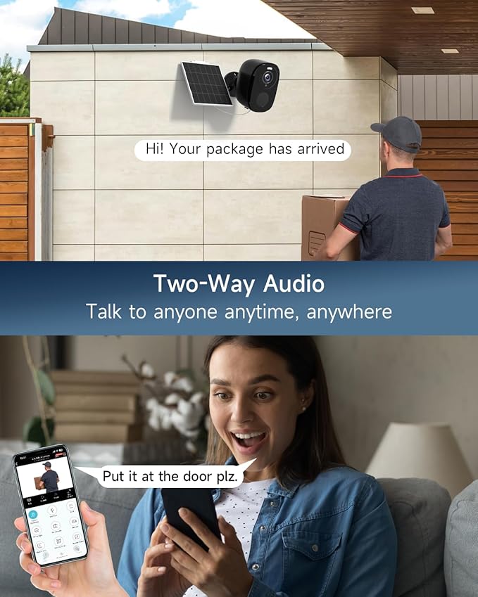 2.4&5ghz WiFi Solar Security Cameras Wireless Outdoor,2K QHD Home Security System, 4 Cameras Kit with 130° Ultra-Wide View, 2-Way Talk, IP65,Color Night Vision, Spotlight & Siren (4, Black)