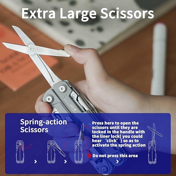 Multitool Pliers, EDC Multitool Pocket Knife VG10 Blade, 27-in-1 Multi-tool with Titanium-plated Handle, Precision Screwdriver, Gut Hook for Hunting, Backpacking, Hiking, Camping, (Gen-R)