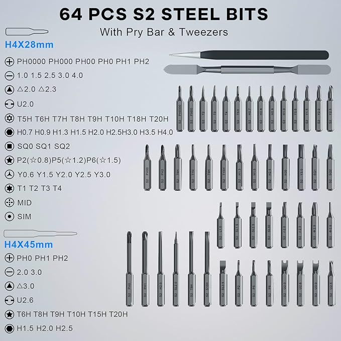 Mini Electric Screwdriver, 68 in 1 Mini Precision Electric Screwdriver Set with Magnetic Bits, Rechargeable Small Screwdriver Cordless - Power Repair Tool Kit for PCs and Electronics, Labor Day Gift
