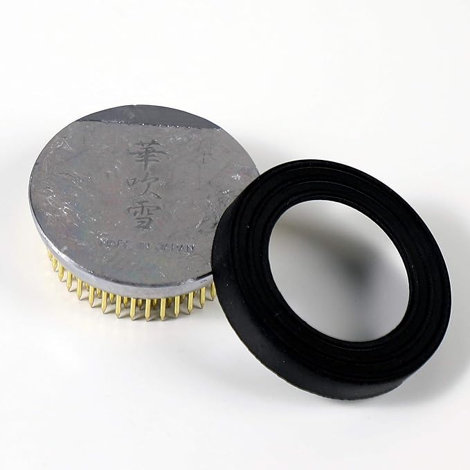 Wazakura Made in Japan Ikebana Tool Kit - Ikenobo Scissors + Brass Kenzan Flower Holder, Japanese Floral Arrangement Set, Florist Shears and Pin Frog Gift Box Set - 2.4" (61mm)