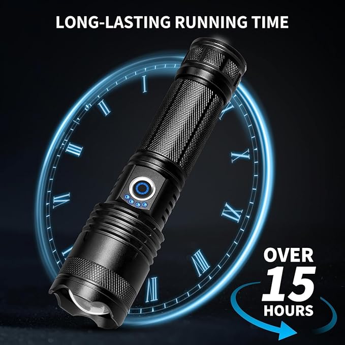 Rechargeable LED Flashlights High Lumens, 90,000 Lumens Super Bright Flashlights with 5 Modes, Waterproof Powerful Flash Light Multifunctional Flashlights for Home Camping Hiking(2 Pack)