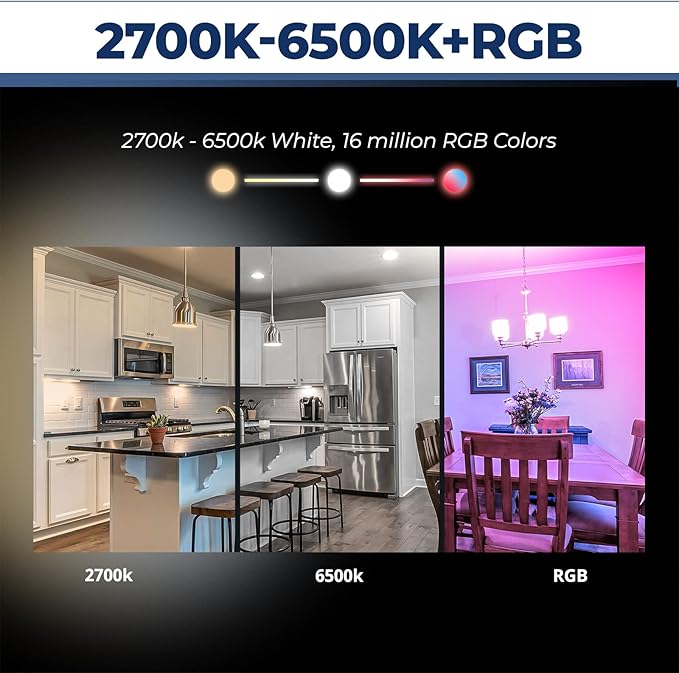 Smart Light Bulbs 50 Watt Equivalent, WiFi G16 1/2 Candelabra E12 Smart Bulbs Compatible with Alexa/Google Assistant, 5W 550LM, Ceiling Fan Light Bulbs, 2.4G WiFi Only, ETL Listed, 6PCS