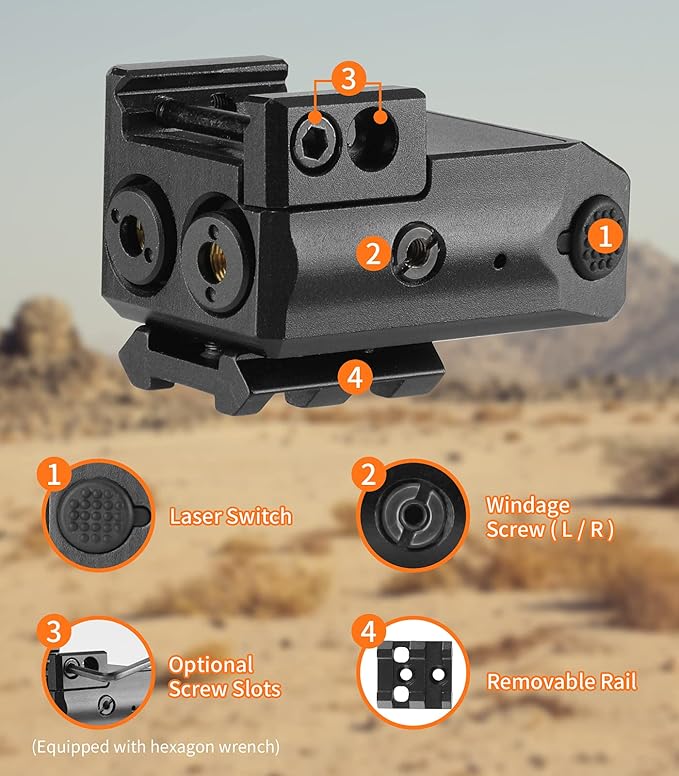 Red Green Purple Blue Laser Light Combo, 800 Lumens Tactical Flashlight Laser Sight, Built-in USB Rechargeable Battery, Adjustable Compact Tactical LED Light Laser Beams for Handguns with a Rail