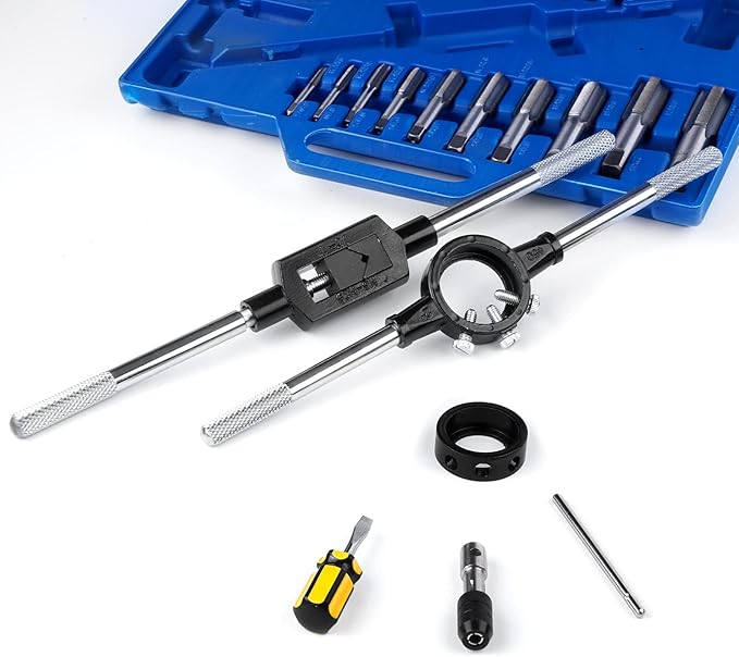 45 PCS Metric Tap and Die Set Tool Kit for Creating Repairing Tapping Tools Coarse and Fine Internal Threads and External Threads with Storage Case