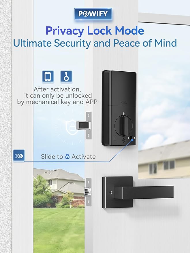 Keyless Entry Door Lock with Handle, APP Control Smart Front Lock Set, Keypad Door Lock with Handle, Keypad Deadbolt Auto Lock, Easy to Install, Bluetooth, Black