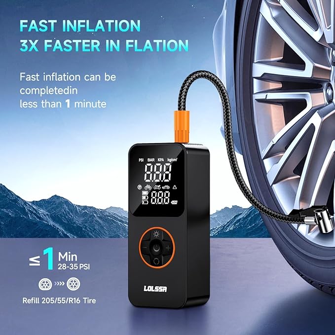 Tire Inflator Portable Air Compressor-Air Pump 20000mAh & 150PSI Cordless Electric for Car, Motorcycle, Bike, Ball, with Tire Gauge Pressure, Dual-Use Type