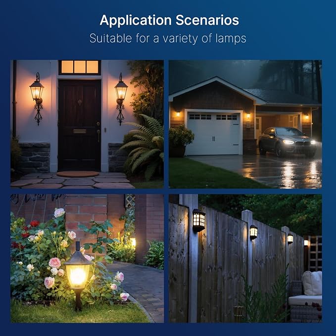 FLSNT Dusk to Dawn Outdoor Sensor ST19 LED Light Bulb, 8W (100W Eqv.), 1400LM,Vintage Filament E26 Base, Auto On/Off Photocell Automatic for Energy-Efficient Outdoor Lighting, 2700K Soft White, 2Pack