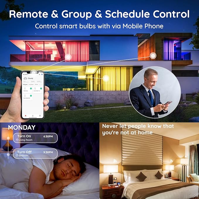 Bright Smart Light Bulbs 16W 130W Equivalent 1600 Lumens 2700K-6500K Tunable BR30 Wifi Color Changing Light Bulb Works with Alexa Google,Recessed Alexa Light Bulb,Dimmable Flood Smart Bulb,4 Pack