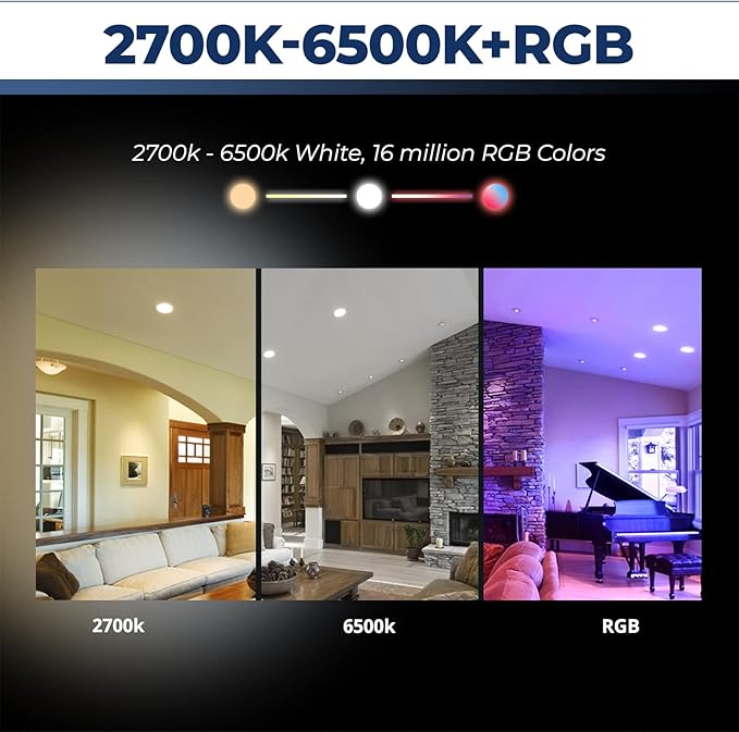 Smart Light Bulb 75W Equivalent, 1100LM 12W RGBCW BR30 E26 Bulb Works with Alexa/Google Home/Smart Life, 2.4G WiFi Bluetooth Recessed Flood LED Bulbs, No Hub Required, ETL Listed, 1PC