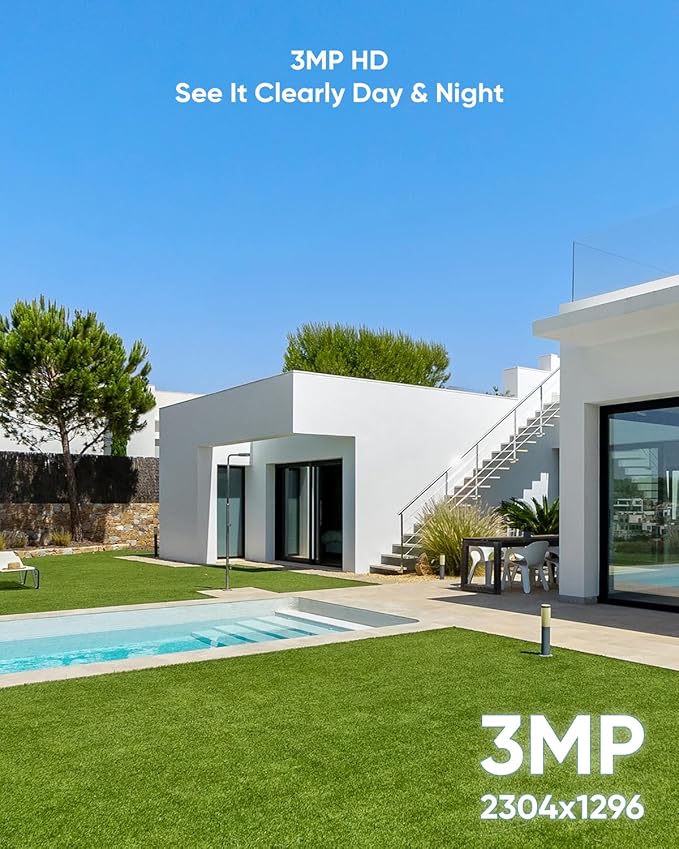 SANNCE 2K 3MP PoE Security Camera System, 8CH 6MP Surveillance NVR with 4PCS 3MP HD Weatherproof Cameras with H.265 Video Compression, Smart IR LED, APP Push Alert, Remote Access (Without HDD)