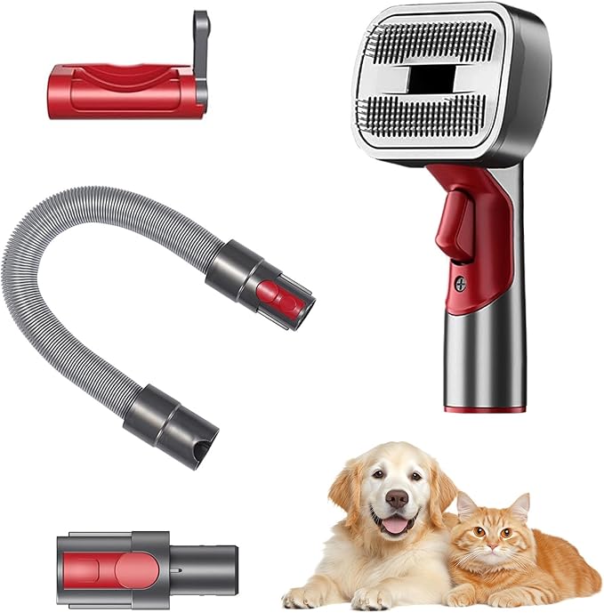 Pet Dog Grooming Attachment Kit, Deshedding Brush Attachment for V15, V11, V10, V8, V7 – Effective Grooming & Cleaning – Hair Grooming Tools for Dog and Cat, 4 Pack