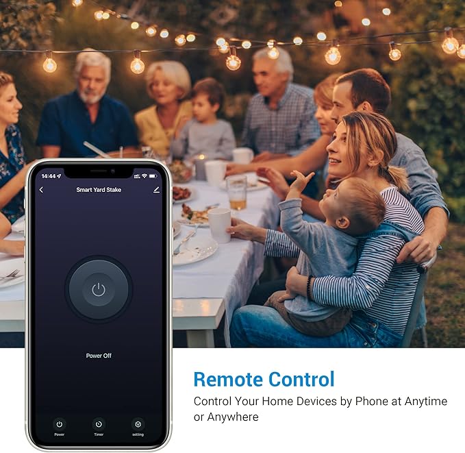 DEWENWILS WiFi Smart Yard Stake Plug with 6 Outlets, Voice Control, Waterproof Power Stake Timer with 6Ft Cord, Alexa&Google Assistant Compatible, 1875W/15A, for Halloween/Christmas Decoration Lights