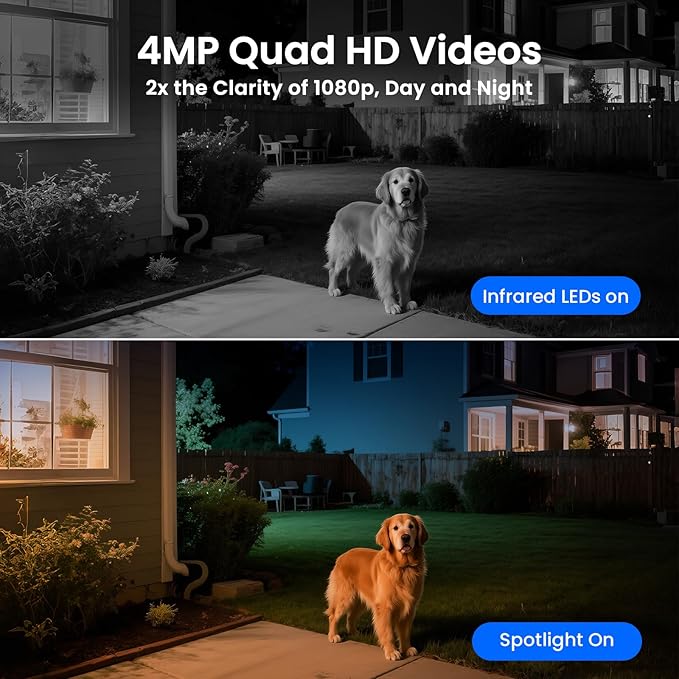 XMARTO 100% Wire-Free Solar PTZ Home Security Camera System Wireless, 10-Set 2K 4MP QHD CCTV Camera Kit with 4K 10CH Expandable WiFi NVR and Past 90-Day Video Storage, All-Weather Solar Charge