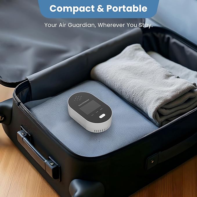 2-Pack Carbon Monoxide Detectors,Plug in CO and Natural Gas Detector, Combination Gas & Carbon Monoxide Detectors for Travel,4 in 1 CO & Gas Detector for Home/Travel - Black