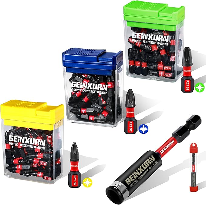 Impact Pozi Screwdriver Bits Set,90 Pcs 1" Magnetic (PZ1/PZ2/PZ3) S2 Steel Multi Driver Bits and 1Pcs Bit Holder with Storage Colorful Box