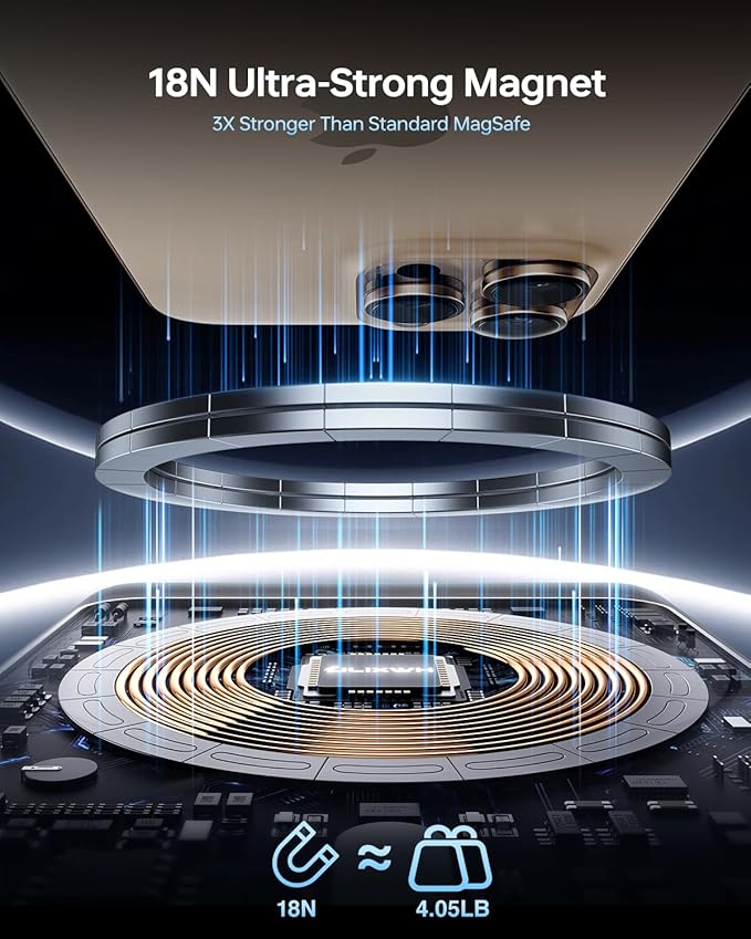 10,000mAh MagSafe Power Bank Ultra Slim, Magnetic Wireless Charger with USB-C Cable, Fast Charging Portable Battery for iPhone 16/15/14/13/12 Series, All-Metal Design