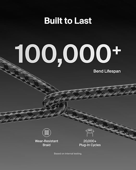 Belkin USB C to USB C Cable 2-Pack, 9.9ft, 60W - Type C Charger, iPhone Charger Cord, Soft, Braided, Flexible for iPhone 16, Galaxy S25, Pixel 9, Airpods, iPad Pro & More, Travel Essentials - Black