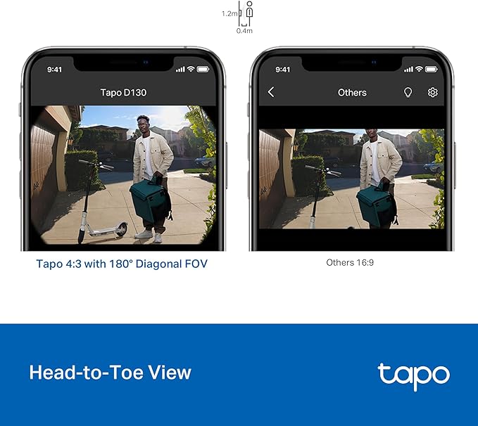 Tapo TP-Link Smart Video Doorbell Camera Wired, 2K 5MP, Color Night Vision, 180° Ultra-Wide FOV, 2-Way Audio, Free AI Detection, Cloud & SD Card Storage, Works w/Alexa & Google Home, D130