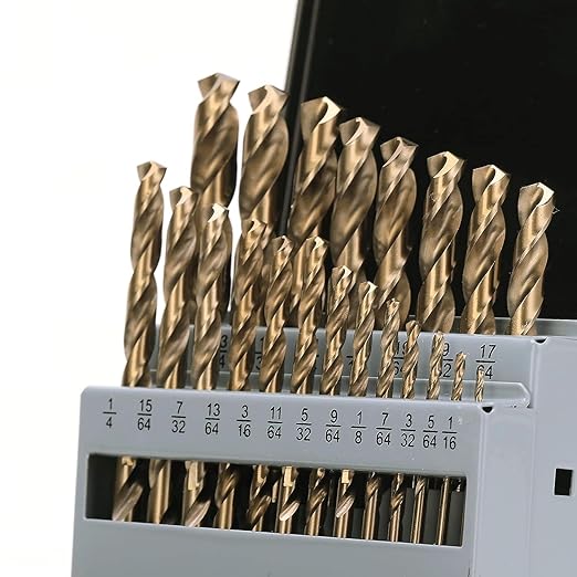 21Pcs Cobalt Drill Bits Set, M35 HSS, 135 Degree Tip, Twist Jobber Length Drill Bit for Hardened Metal, Cast Iron, Stainless Steel, Plastic and Wood with Metal Indexed Storage Case 1/16"-3/8"