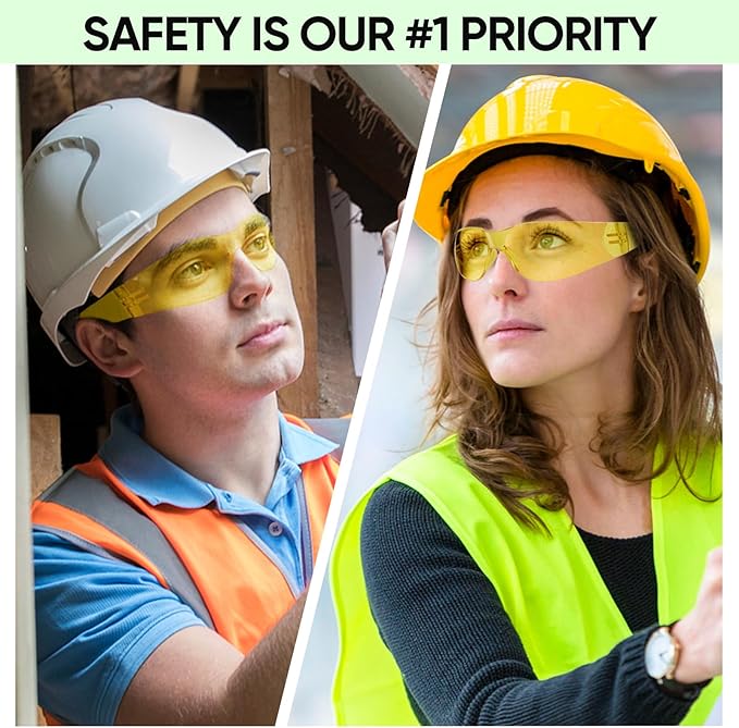 TICONN Clear Safety Glasses for Men, Safety Goggles with Scratch Impact Resistant Meets ANSI Z87.1 Standard