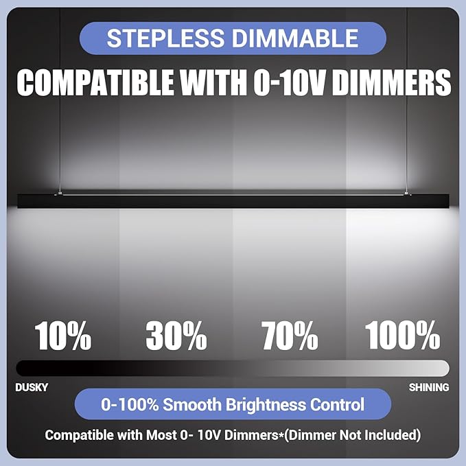 8FT LED Linear Lights 100/90/80/70/60W Up and Down Light, 3000K/4000K/5000K 8 Feet Commercial Linkable Shop Lighting for Office Garage Shop Dining Room bar, 0-10V Dimmable 8’ Architectural Fixture,ETL