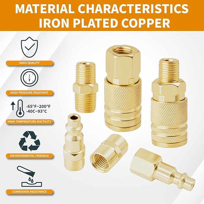 Air Coupler & Plug Kit,62 Pcs 1/4" NPT Air Tool Fittings Set,Quick Connect Air Hose Fittings Air Compressor Accessories