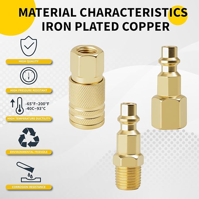 Air Coupler & Plug Kit,5Pcs 1/4" NPT Air Tool Fittings Set,Quick Connect Air Hose Fittings Air Compressor Accessories