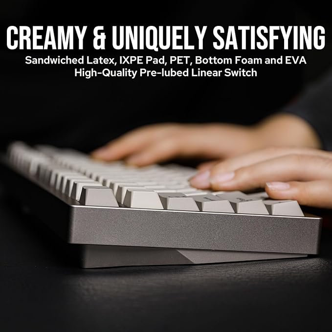 EPOMAKER P87 TKL Aluminum Wireless Gaming Keyboard, QMK/VIA Programmable, 87% Bluetooth/2.4Ghz/USB-C, with CNC Metal Knob and RGB Backlight (Khaki, Wisteria Tactile Switch)