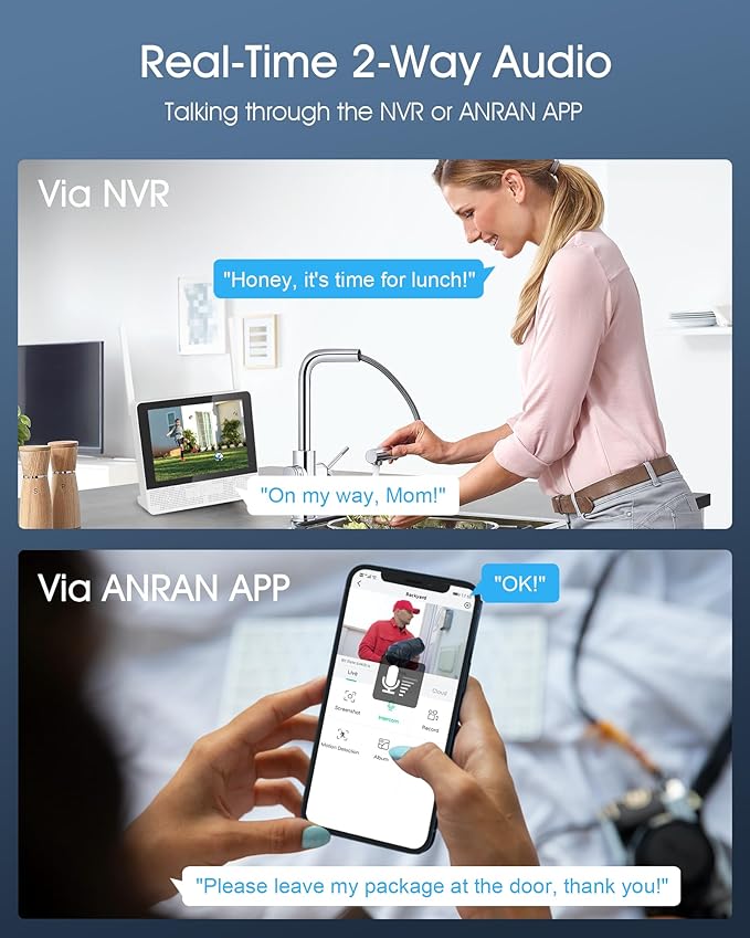 ANRAN Wireless Security Camera System, 10.5" 4K Monitor with 4x5MP PTZ WiFi-6 Camera, Auto-Tracking, 2-Way Audio, Human/Vehicle/Pet/Parcel Detection, 8CH NVR with 2TB HDD, No Monthly Fee